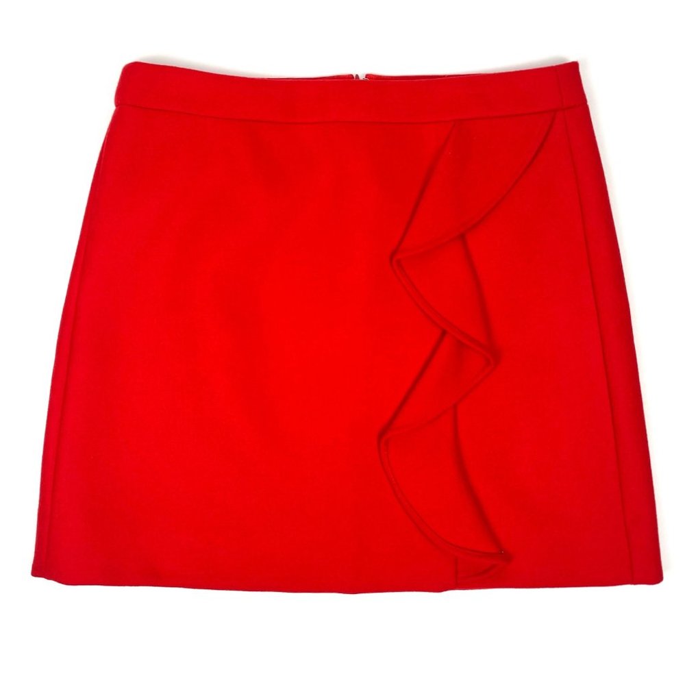 J.Crew A-Line Skirt Wool Ruffle Front Sz. 10 Above the Knee
